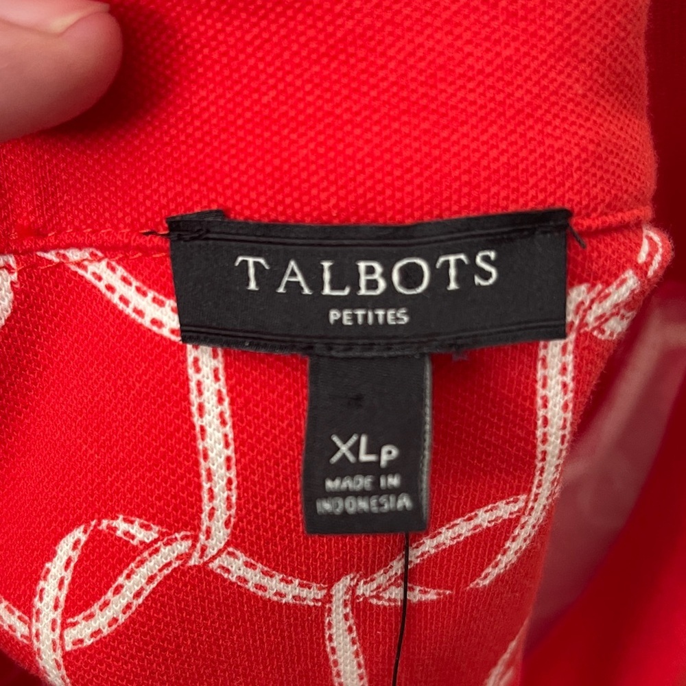 Talbots orange Blouse with White Geometric Design - Picture 13 of 13